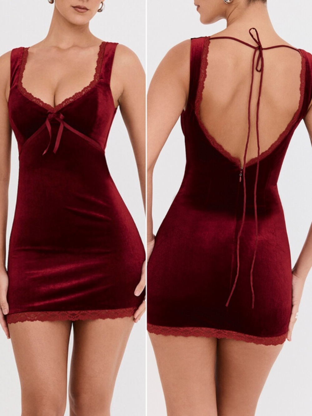 NEW House of CB Mistress Rocks Wine Velvet Mini Dress Large+ (XL)